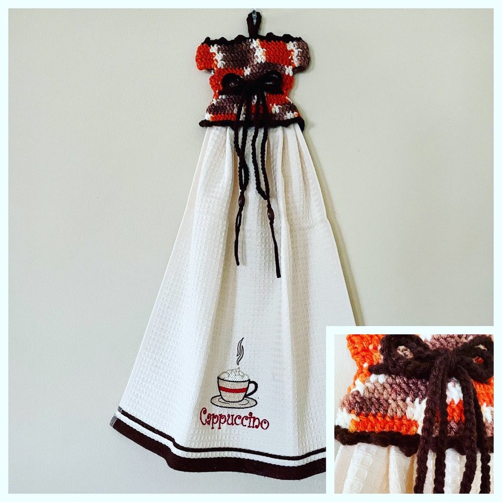 Crochet dress towel, Handmade gift for Farmhouse,  Dish towel